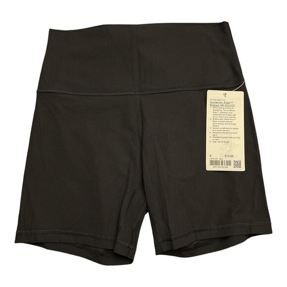 Lululemon Women’s Align Ribbed HR Shorts 6" Size 8 Black New $74 - Picture 1 of 4